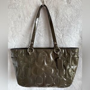 Coach Signature C Embossed Patent Leather Tote